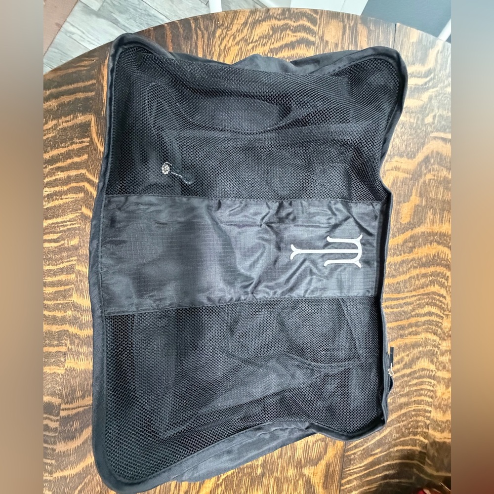Black Mesh Travel Packing Cube with White Monogram T